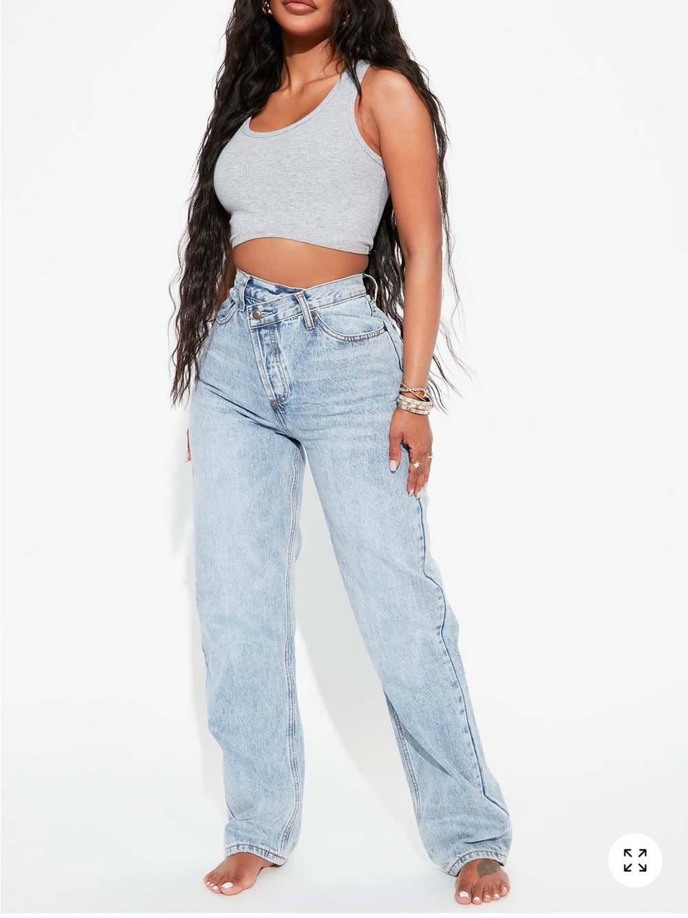 Fashion Nova Women's High-Rise Light Blue Straight Jeans